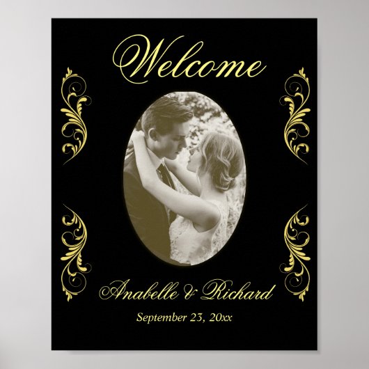 Elegant Wedding Welcome Sign. Poster met foto (Voorkant)
