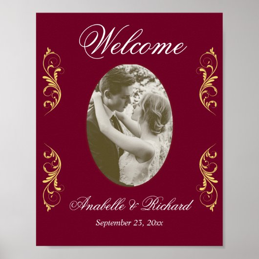 Elegant Wedding Welcome Sign. Poster met foto (Voorkant)
