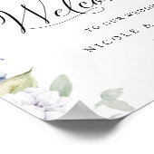 Elegant Wedding Welcome Sign White Blue Floral Poster (Hoek)