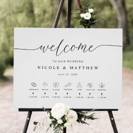 Elegant Wedding Welkomstteken met tijdlijn Poster