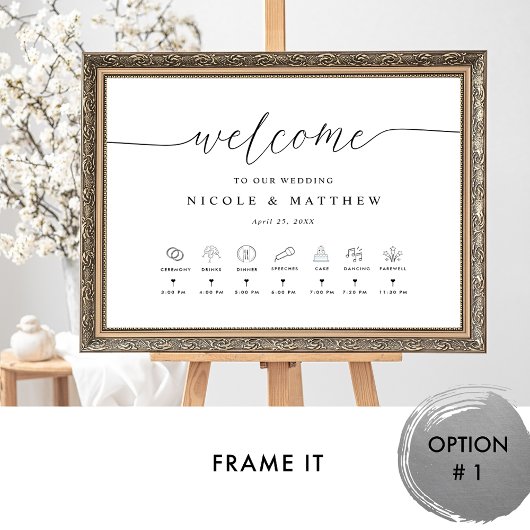 Elegant Wedding Welkomstteken met tijdlijn Poster