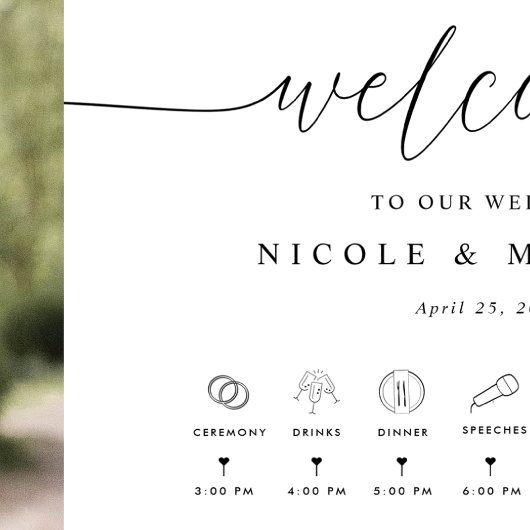 Elegant Wedding Welkomstteken met tijdlijn Poster