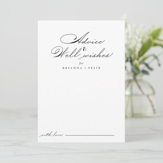 Elegant Wedding Well Wish Advice Kaart (Staand voorkant)
