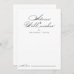 Elegant Wedding Well Wish Advice Kaart<br><div class="desc">Deze elegante bruiloft wenst een goede advieskaart voor een rustige bruiloft. Het eenvoudige en stijlvolle ontwerp kenmerkt klassieke en fancy manuscripttypografie in zwart-wit. Deze kaarten zijn perfect voor een bruiloft, vrijgezellenfeest, baby shower, graduatiedag en nog veel meer. Pas de kaarten aan met de namen van de bruid en de bruidegom,...</div>