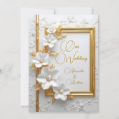 Elegant Wedding White Embossed Gold Diamond Floral Kaart (Voorkant)