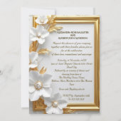 Elegant Wedding White Embossed Gold Diamond Floral Kaart (Achterkant)