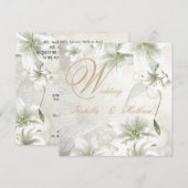 Elegant Wedding White Flowers Beige Gold Floral Kaart (Voorkant / Achterkant)