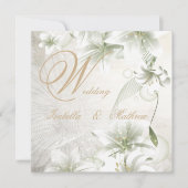 Elegant Wedding White Flowers Beige Gold Floral Kaart (Voorkant)