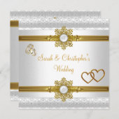 Elegant Wedding White Gold Heart Jewel Rings Kaart (Voorkant / Achterkant)