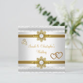 Elegant Wedding White Gold Heart Jewel Rings Kaart (Staand voorkant)