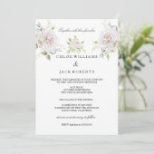 Elegant Wedding White Pink Rose Bouquet Kaart (Staand voorkant)