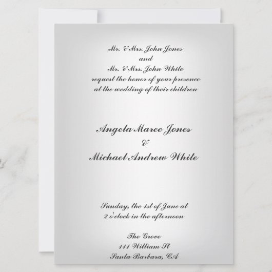 Elegant Wedding White Red Hearts Big Uitnodiging (Achterkant)