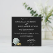 Elegant Wedding White Rose Gold Rings Black Kaart (Staand voorkant)