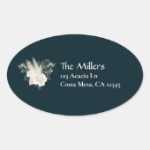 Elegant Wedding White Roses Return Address Label (Voorkant)