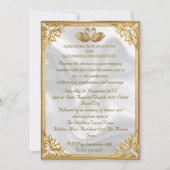 Elegant Wedding White Swans Rings Gold Diamonds Kaart (Achterkant)