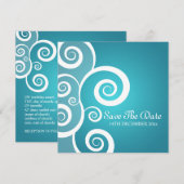 Elegant Wedding White Swirls Blue Kaart (Voorkant / Achterkant)