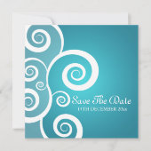 Elegant Wedding White Swirls Blue Kaart (Voorkant)