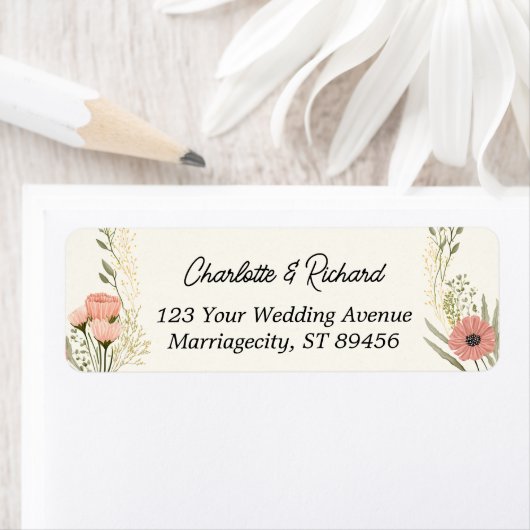 Elegant Wedding Wildflower Tuingadres Etiket (Insitu)