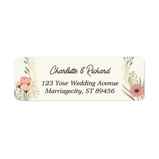 Elegant Wedding Wildflower Tuingadres Etiket (Voorkant)