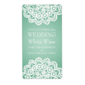 Elegant Wedding Wine Label  Lace Mint Green (Voorkant)