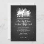 Elegant Wedding Winter Deer Sparkle Black Kaart (Voorkant)