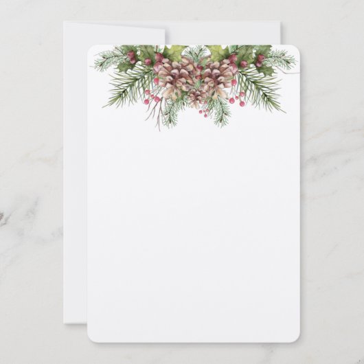 Elegant Wedding Winter Greenery Pinecone Kaart (Achterkant)
