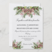 Elegant Wedding Winter Greenery Pinecone Kaart (Voorkant)