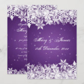 Elegant Wedding Winter Snowflakes Paars Kaart (Voorkant / Achterkant)
