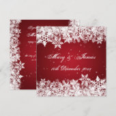Elegant Wedding Winter Snowflakes Red Kaart (Voorkant / Achterkant)