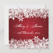 Elegant Wedding Winter Snowflakes Red Kaart (Voorkant)
