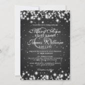 Elegant Wedding Winter Sparkle Black Kaart (Voorkant)