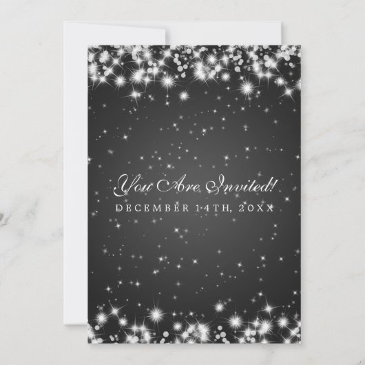 Elegant Wedding Winter Sparkle Black Kaart (Achterkant)