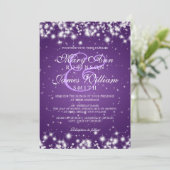 Elegant Wedding Winter Sparkle Paars Kaart (Staand voorkant)