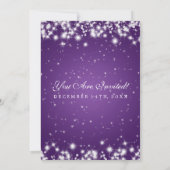 Elegant Wedding Winter Sparkle Paars Kaart (Achterkant)