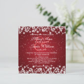 Elegant Wedding Winter Sparkle Red Kaart (Staand voorkant)