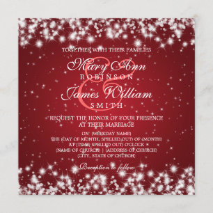 Elegant Wedding Winter Sparkle Red Kaart
