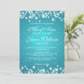 Elegant Wedding Winter Sparkle Turquoise Kaart (Staand voorkant)