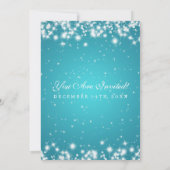 Elegant Wedding Winter Sparkle Turquoise Kaart (Achterkant)