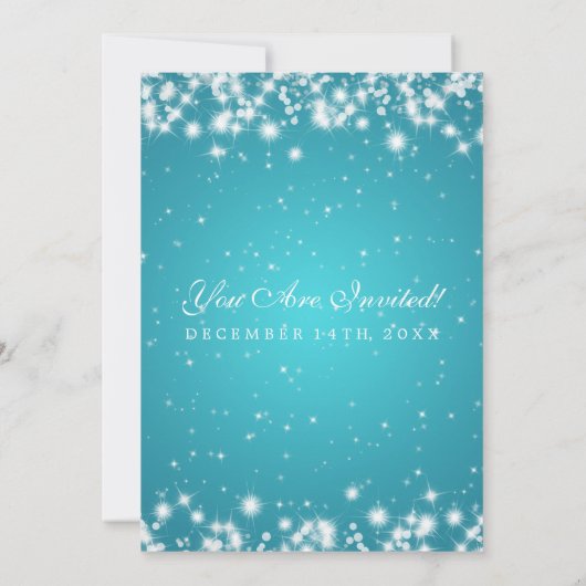 Elegant Wedding Winter Sparkle Turquoise Kaart (Achterkant)