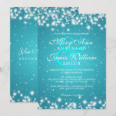 Elegant Wedding Winter Sparkle Turquoise Kaart (Voorkant / Achterkant)