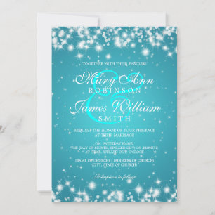 Elegant Wedding Winter Sparkle Turquoise Kaart