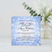 Elegant Wedding Winter Wonderland Sparkle Blue Kaart (Staand voorkant)