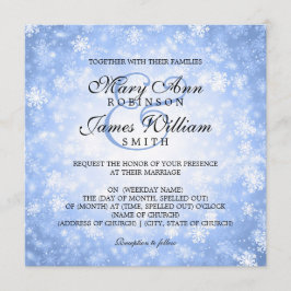 Elegant Wedding Winter Wonderland Sparkle Blue Kaart