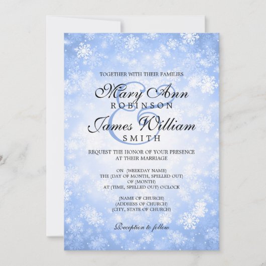 Elegant Wedding Winter Wonderland Sparkle Blue Kaart (Voorkant)