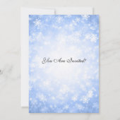 Elegant Wedding Winter Wonderland Sparkle Blue Kaart (Achterkant)