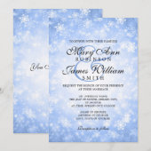 Elegant Wedding Winter Wonderland Sparkle Blue Kaart (Voorkant / Achterkant)