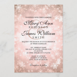 Elegant Wedding Winter Wonderland Sparkle Copper Kaart