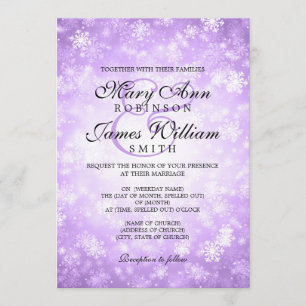 Elegant Wedding Winter Wonderland Sparkle Paars Kaart