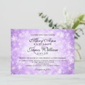 Elegant Wedding Winter Wonderland Sparkle Paars Kaart (Staand voorkant)