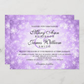 Elegant Wedding Winter Wonderland Sparkle Paars Kaart (Voorkant / Achterkant)